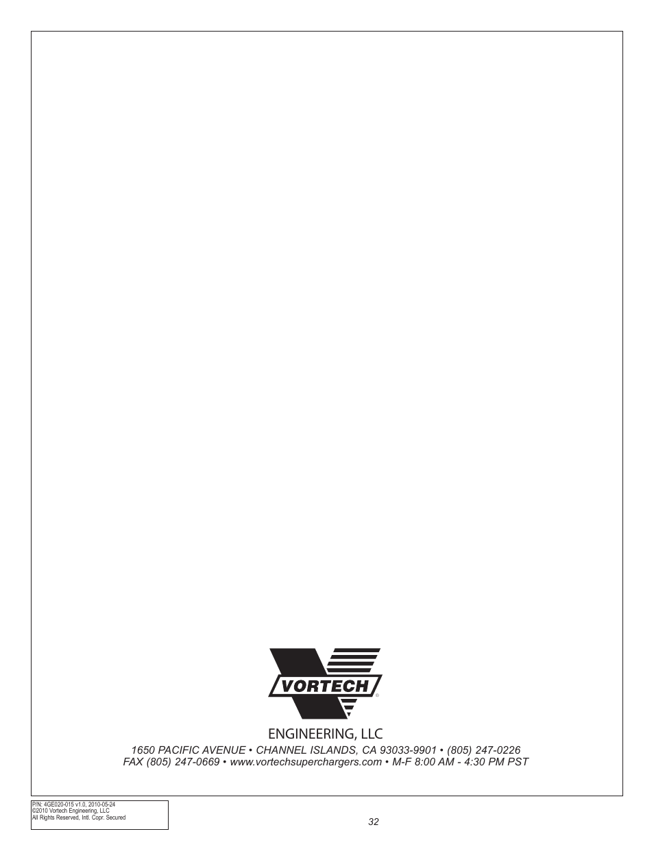 Engineering, llc | Vortech Universal GM LSX Tuner Kits User Manual | Page 42 / 42