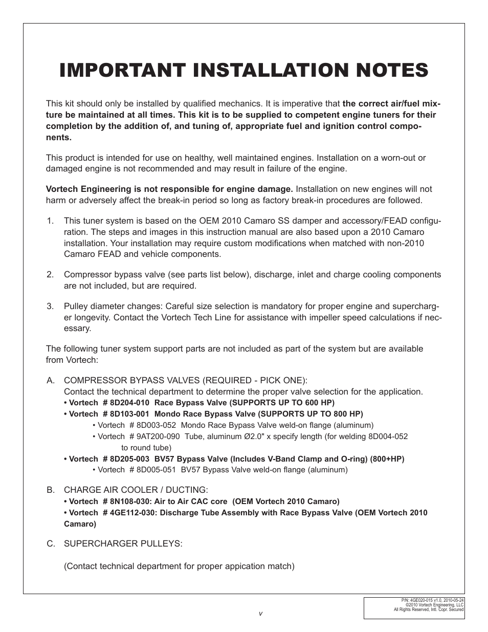 Vortech Universal GM LSX Tuner Kits User Manual | Page 5 / 42