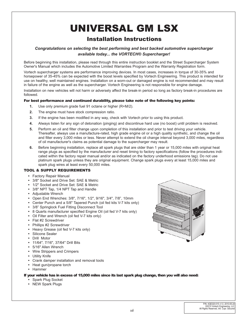 Universal gm lsx, Installation instructions | Vortech Universal GM LSX Tuner Kits User Manual | Page 7 / 42