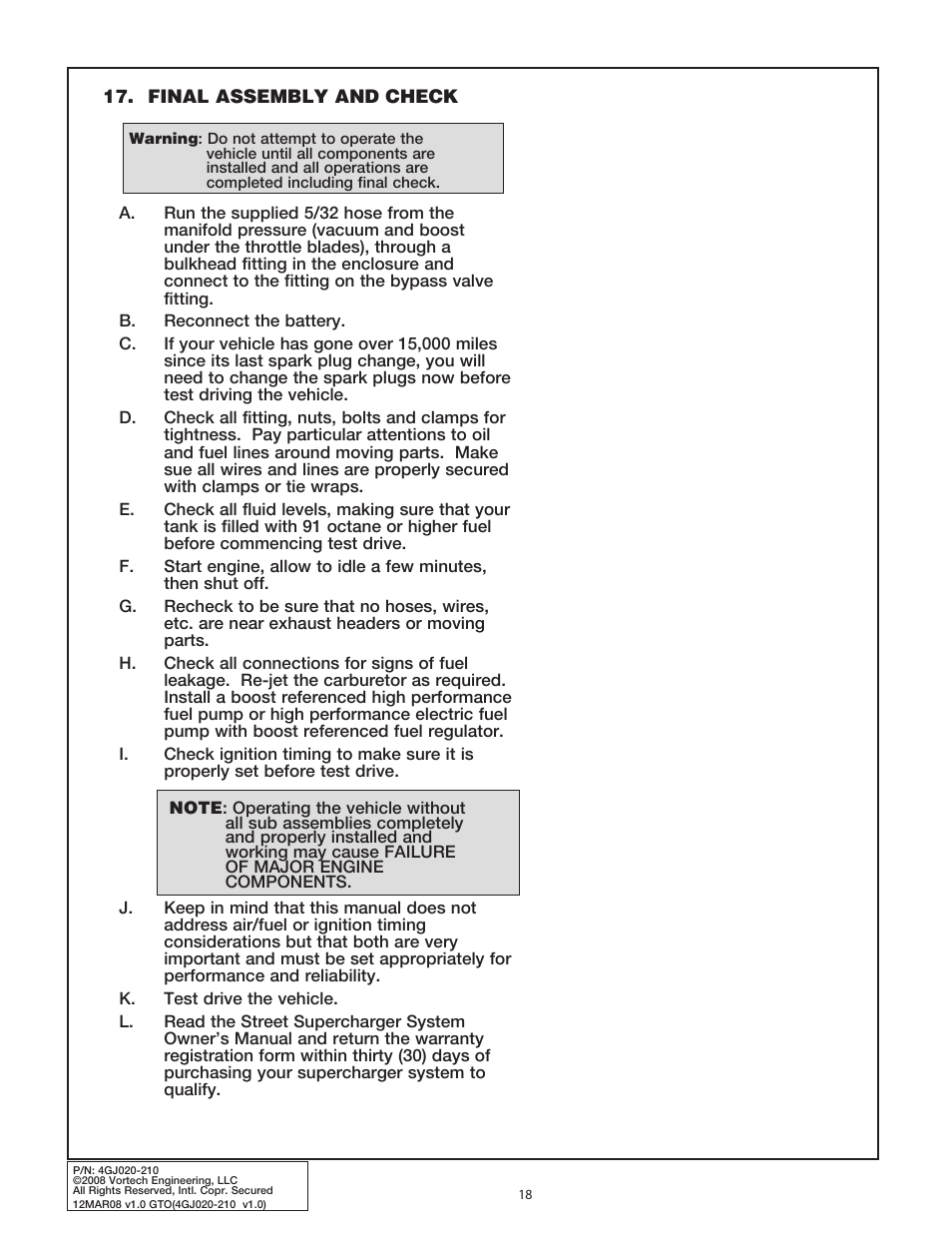 Vortech 1964-1967 Pontiac GTO Carbureted User Manual | Page 26 / 27