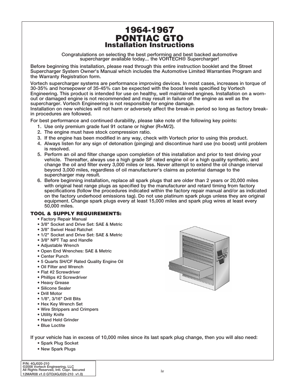 Installation instructions | Vortech 1964-1967 Pontiac GTO Carbureted User Manual | Page 4 / 27