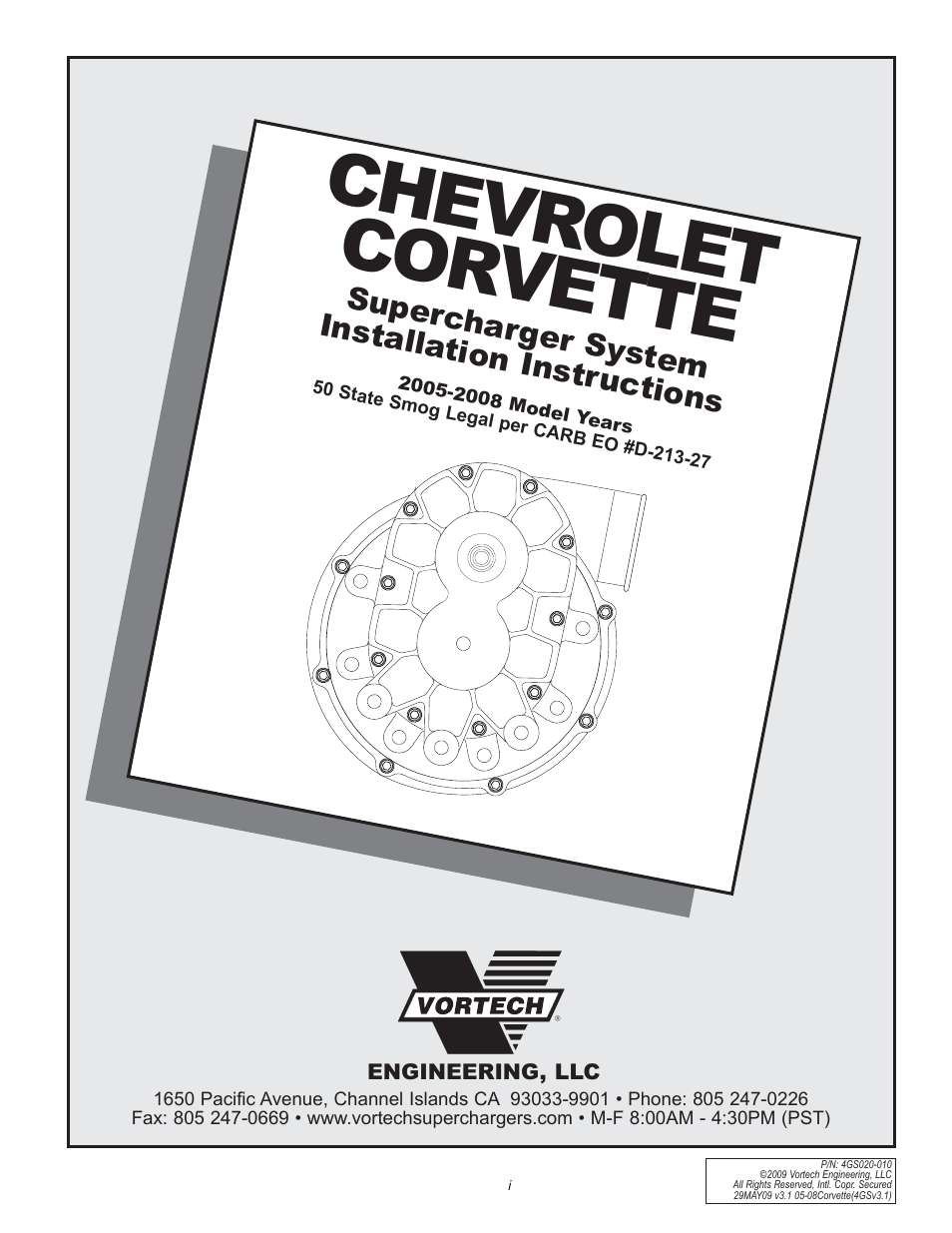 Vortech 2005-2008 C6 Corvette User Manual | 27 pages