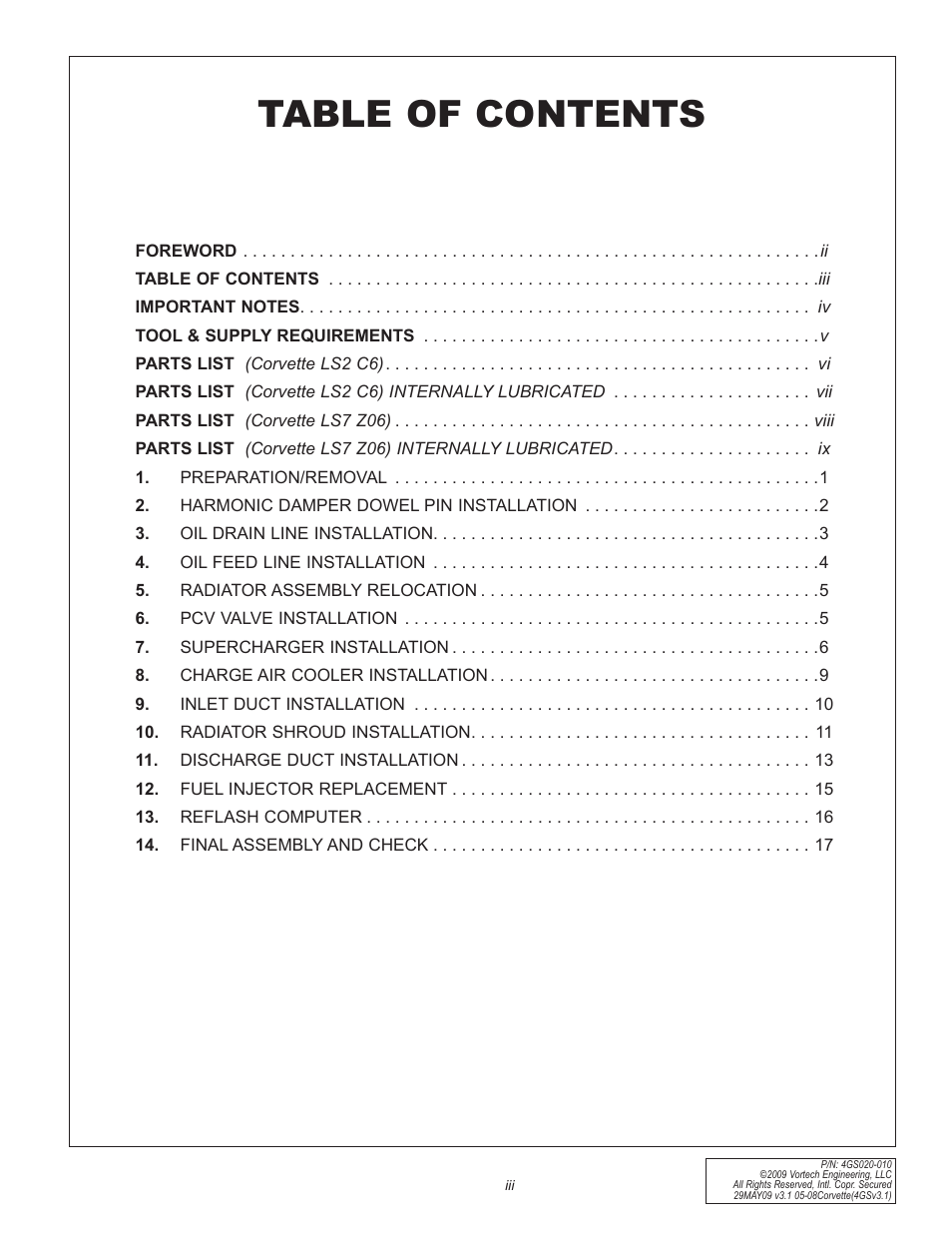 Vortech 2005-2008 C6 Corvette User Manual | Page 3 / 27