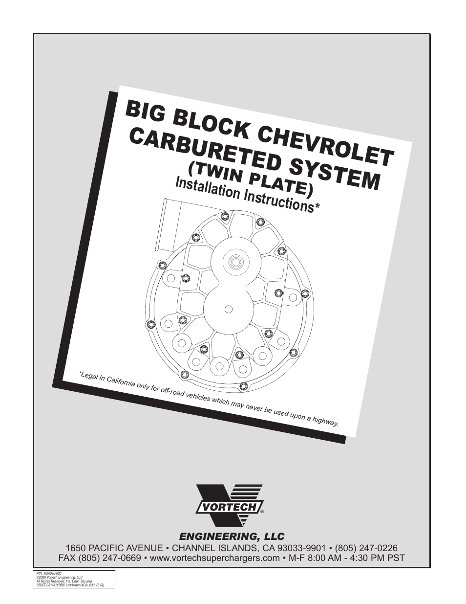 Vortech Universal Big Block Carbureted System User Manual | 24 pages