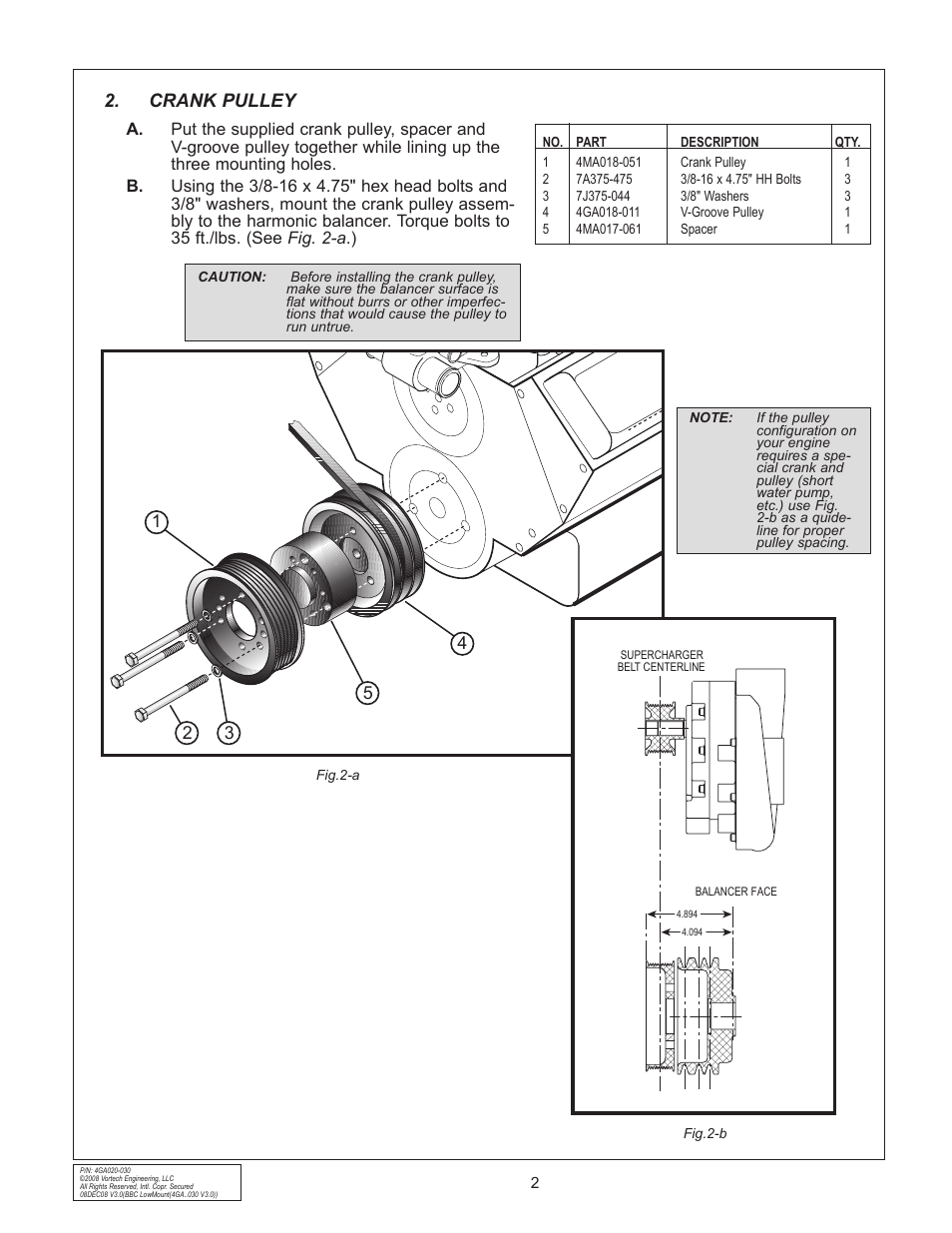 Crank pulley | Vortech Universal Big Block Carbureted System User Manual | Page 10 / 24