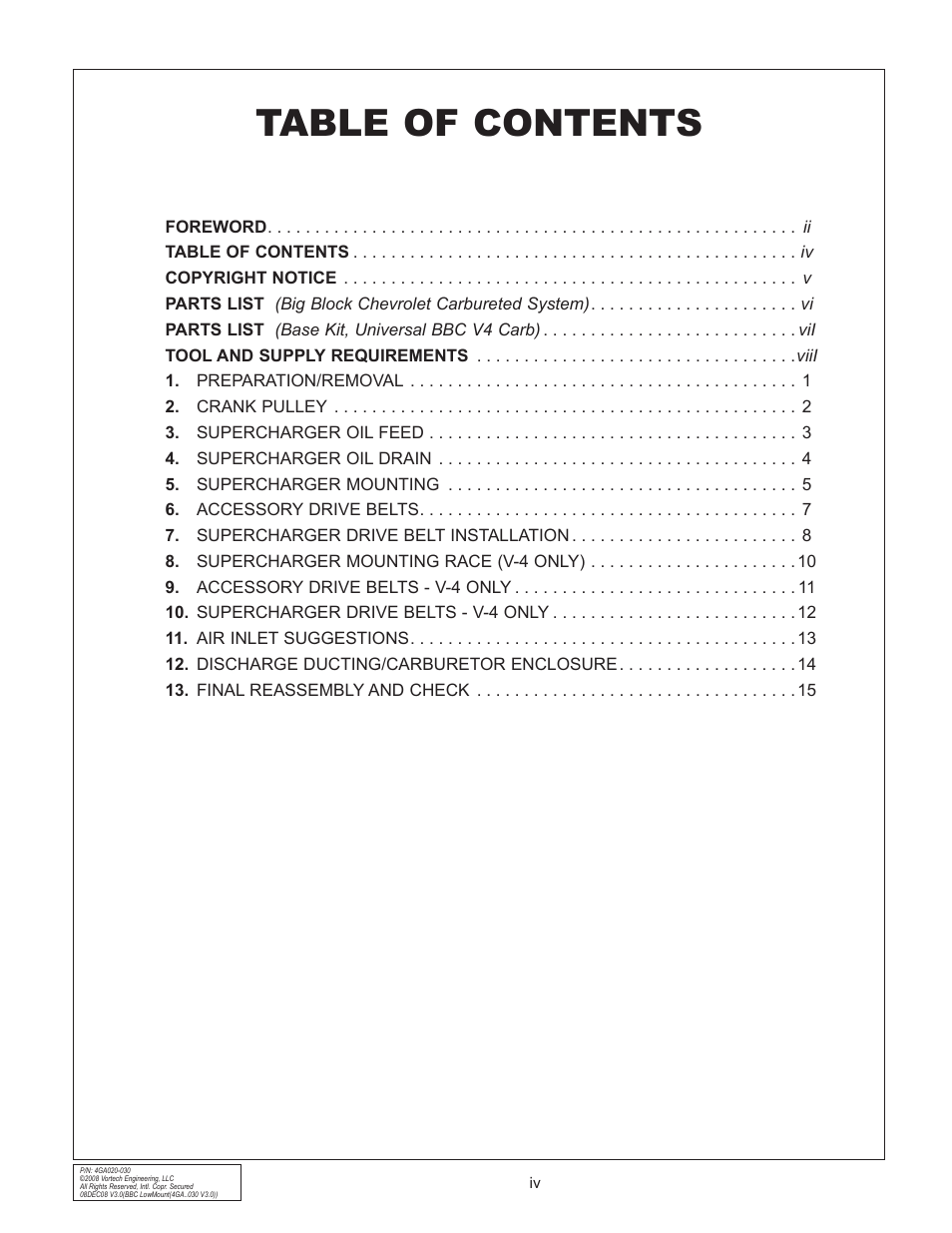 Vortech Universal Big Block Carbureted System User Manual | Page 4 / 24