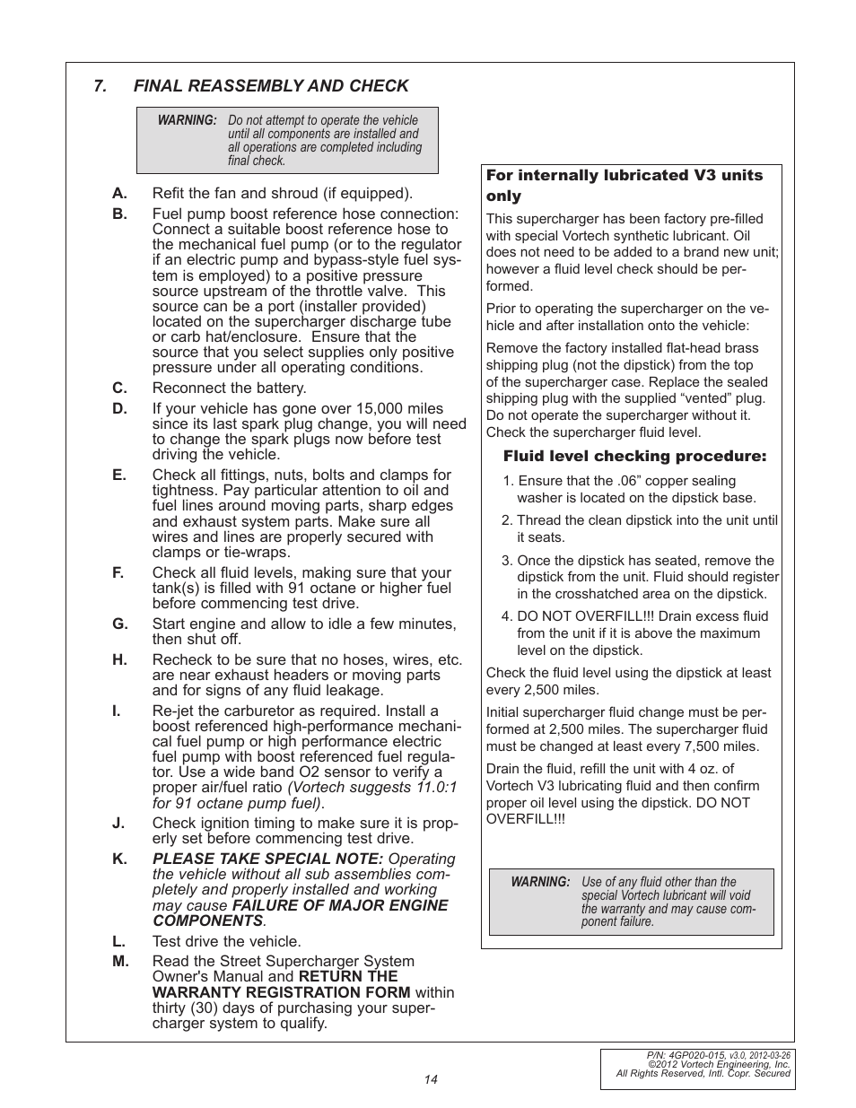 Vortech Universal Small Block Chevy Carbureted User Manual | Page 24 / 26