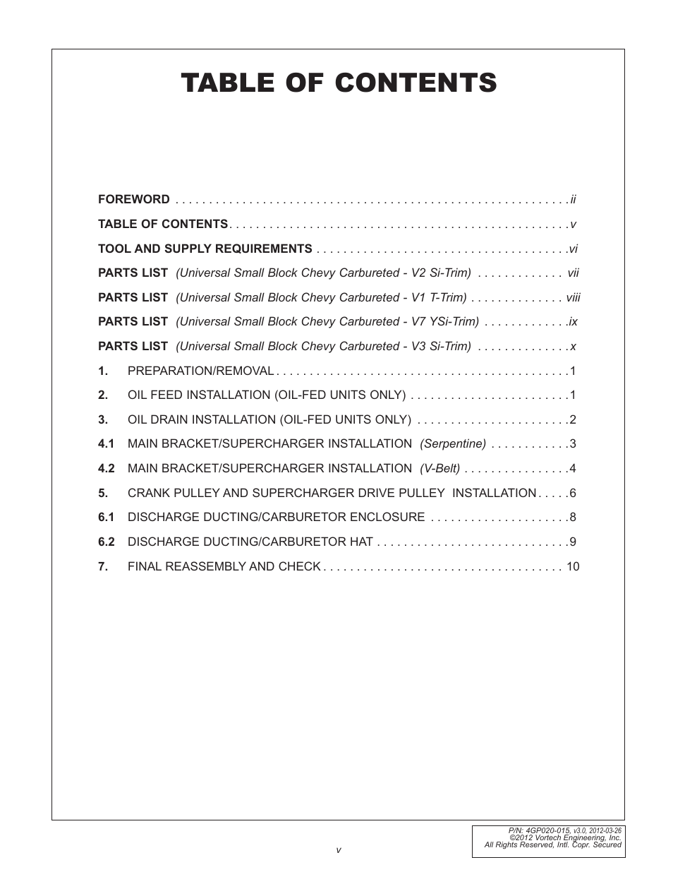 Vortech Universal Small Block Chevy Carbureted User Manual | Page 5 / 26
