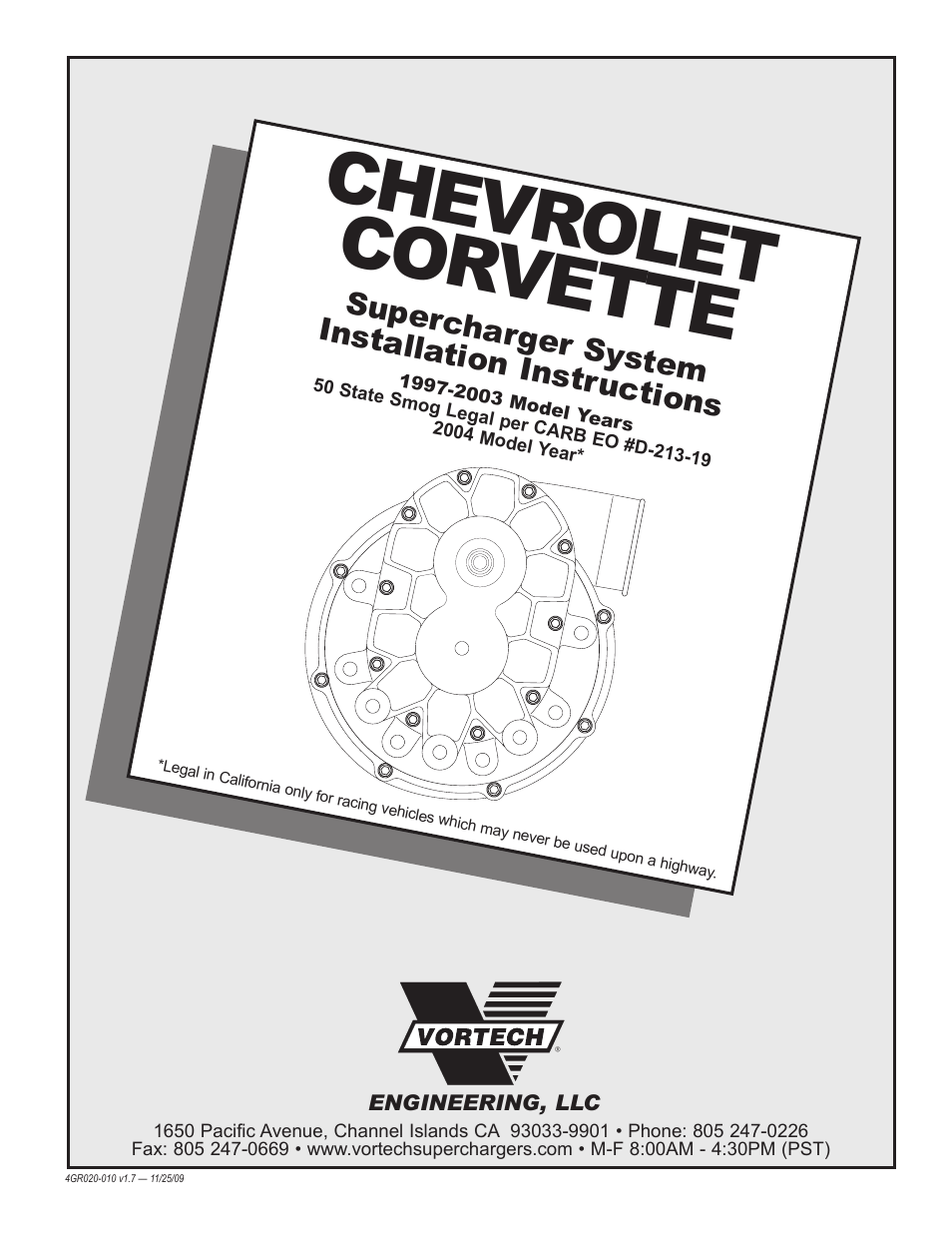 Vortech 1997-2004 C5 Corvette User Manual | 40 pages