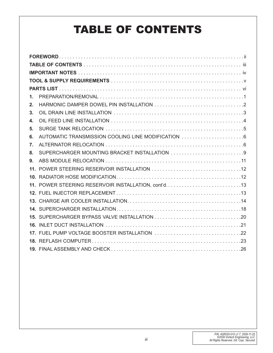 Vortech 1997-2004 C5 Corvette User Manual | Page 3 / 40