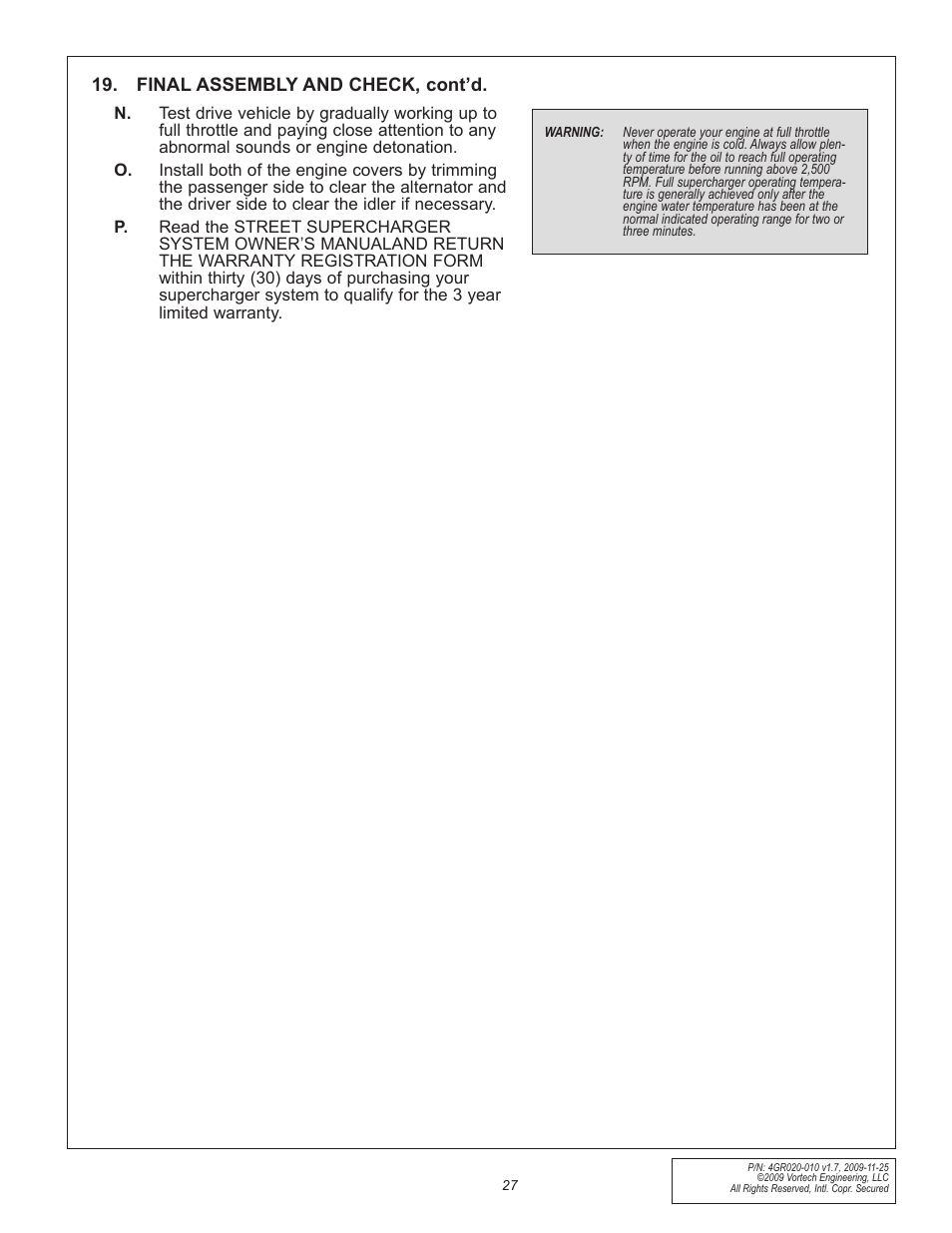 Vortech 1997-2004 C5 Corvette User Manual | Page 39 / 40