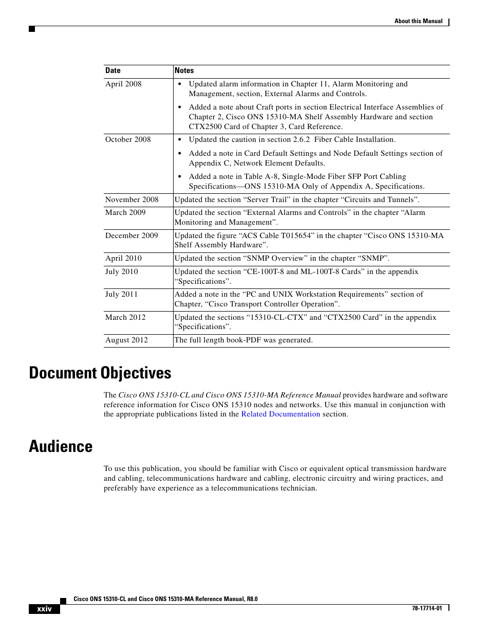 Document objectives, Audience | Cisco 15310-MA User Manual | Page 2 / 10