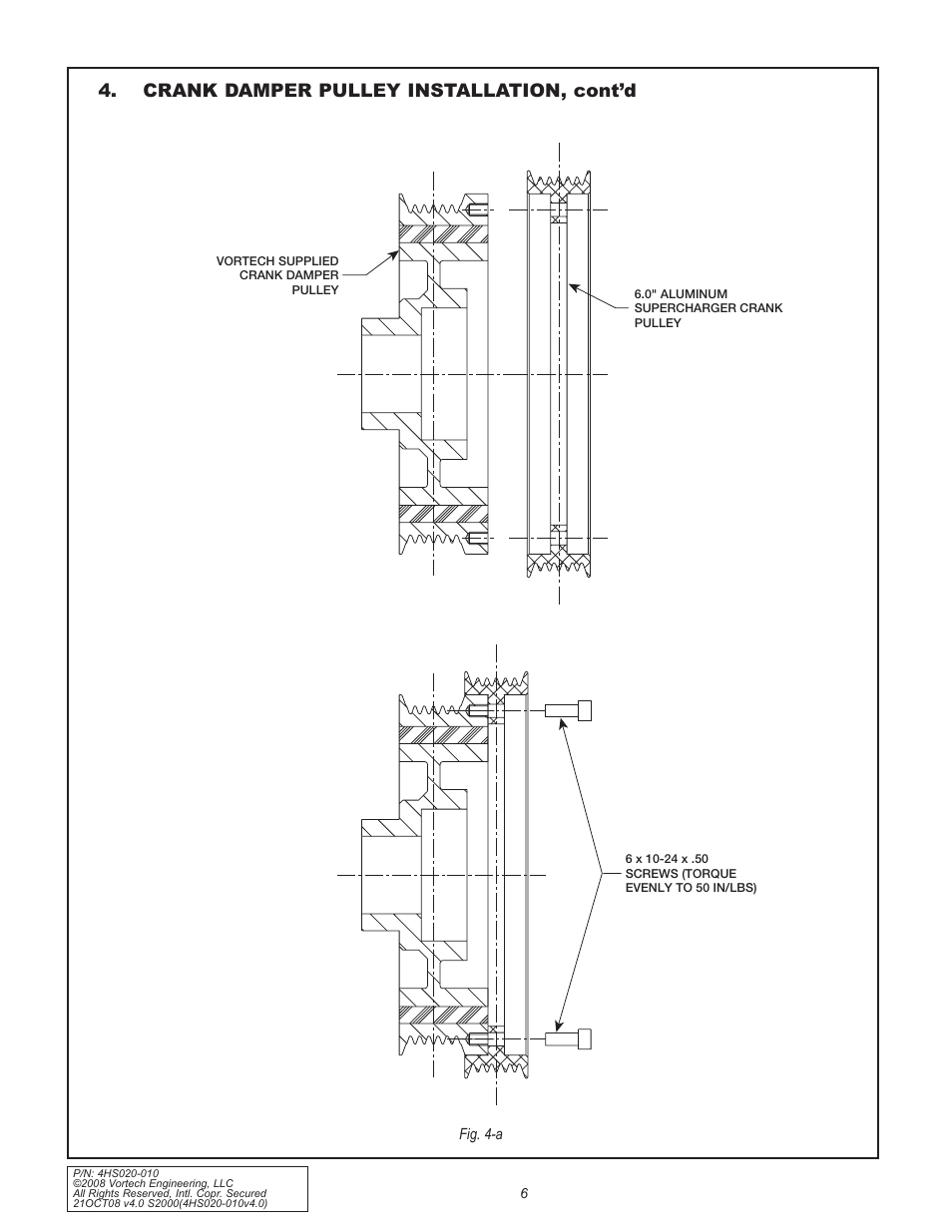 Crank damper pulley installation, cont’d | Vortech 2000-2008 Honda S2000 User Manual | Page 18 / 52