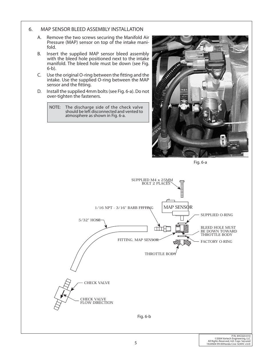 Map sensor bleed assembly installation | Vortech 1999-2000 Honda Civic Si User Manual | Page 13 / 28