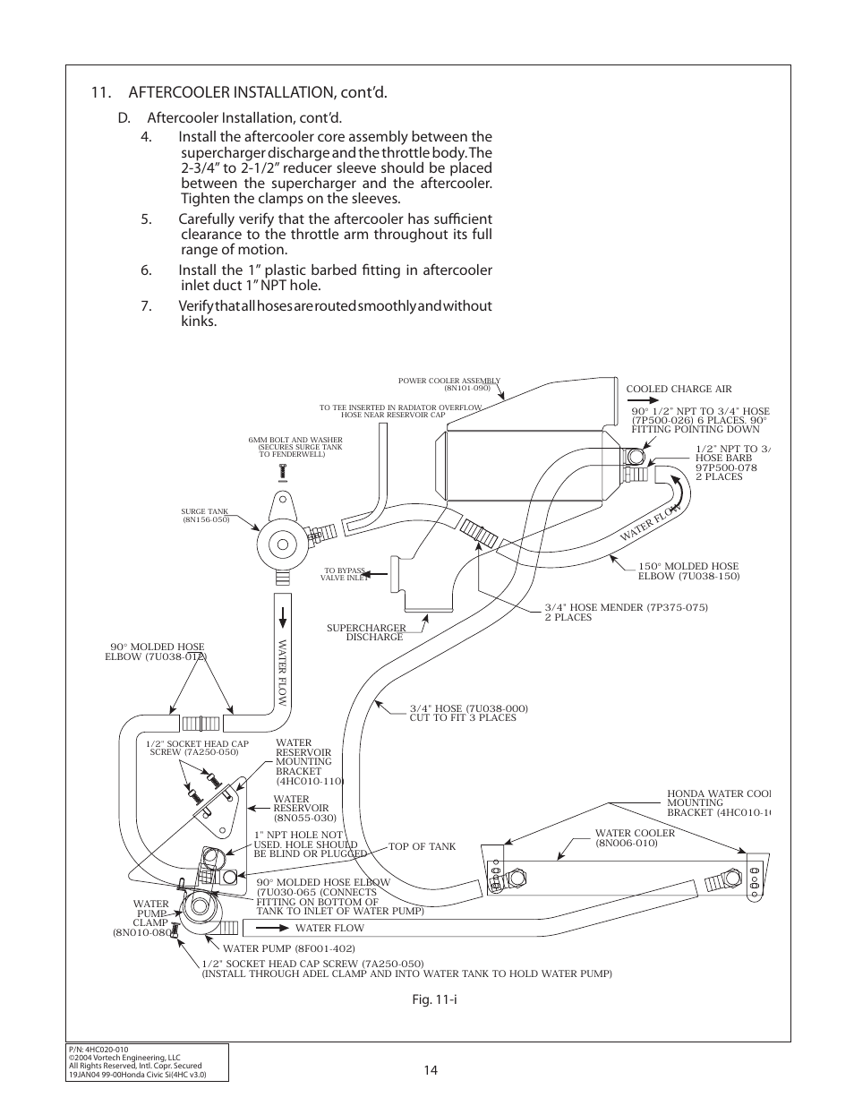 Aftercooler installation, cont’d, Fig. 11-i 14 | Vortech 1999-2000 Honda Civic Si User Manual | Page 22 / 28