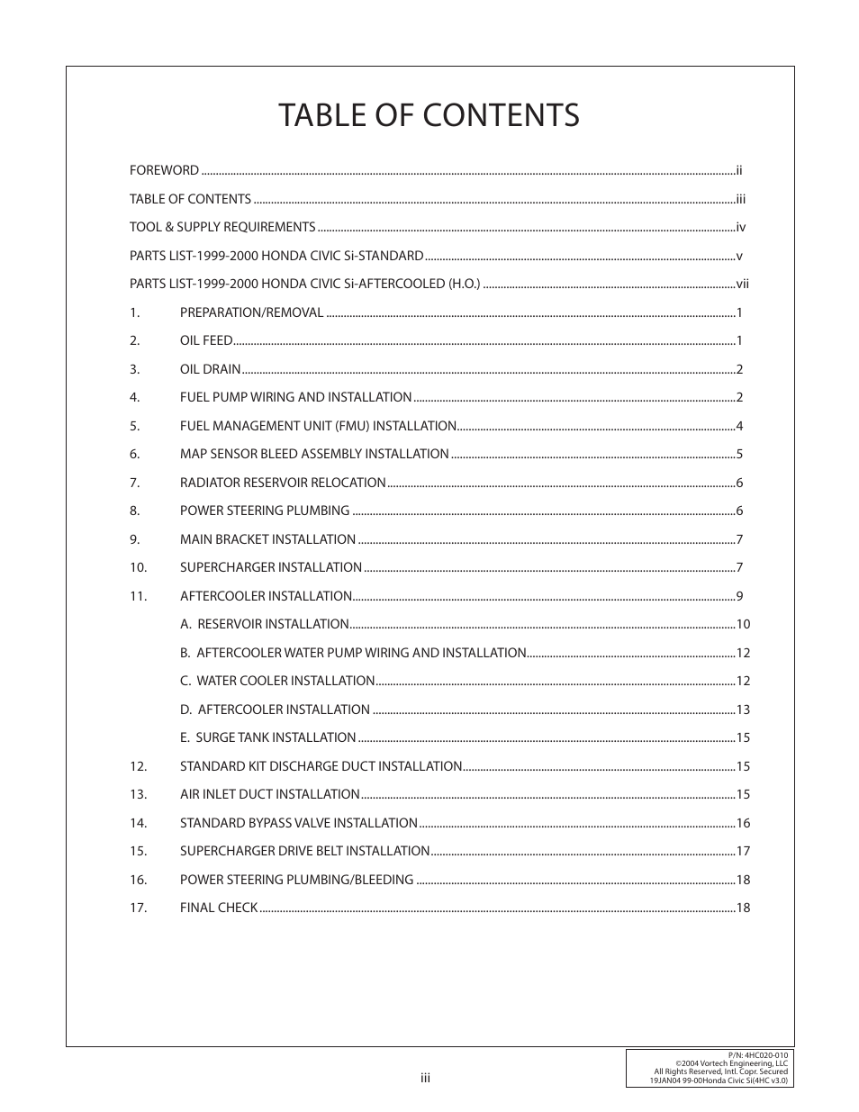 Vortech 1999-2000 Honda Civic Si User Manual | Page 3 / 28