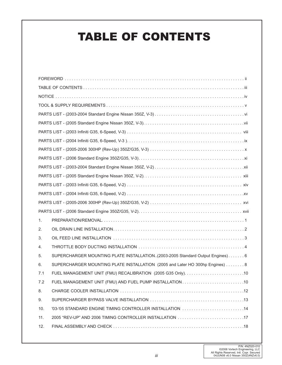 Vortech 2003-2006 G35 User Manual | Page 3 / 38