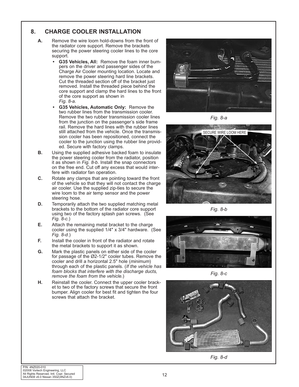Charge cooler installation | Vortech 2003-2006 G35 User Manual | Page 30 / 38