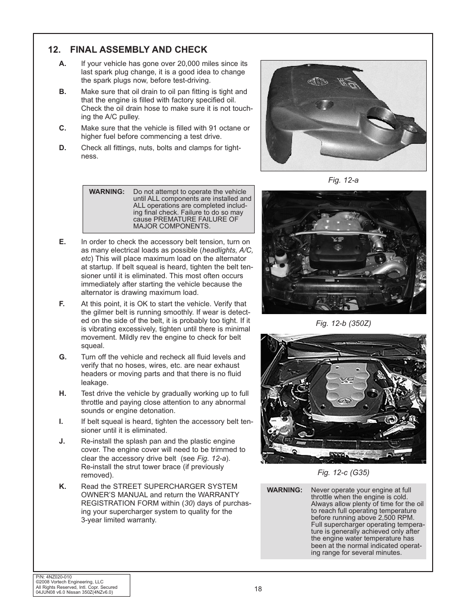 Final assembly and check | Vortech 2003-2006 G35 User Manual | Page 36 / 38