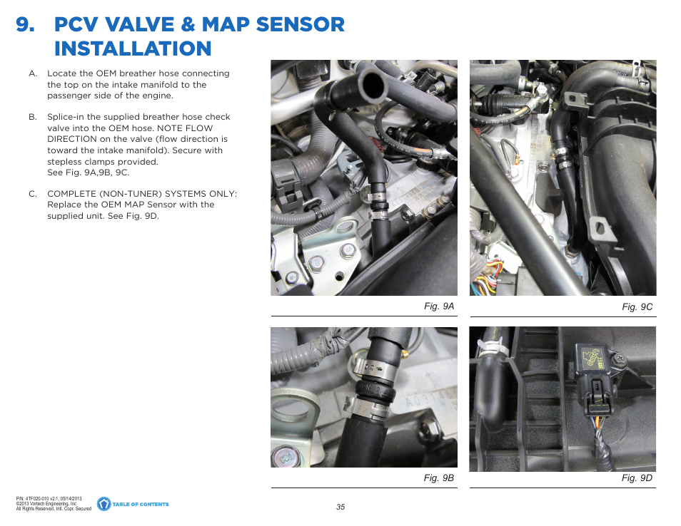 Pcv valve installation, Pcv valve & map sensor installation | Vortech 2013 Scion FR-S and Subaru BRZ User Manual | Page 42 / 49