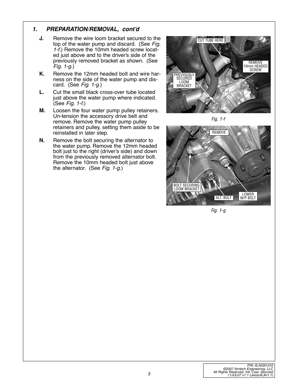 Preparation/removal, cont’d | Vortech 2003-2005 Lexus 3.0L IS300 User Manual | Page 11 / 38