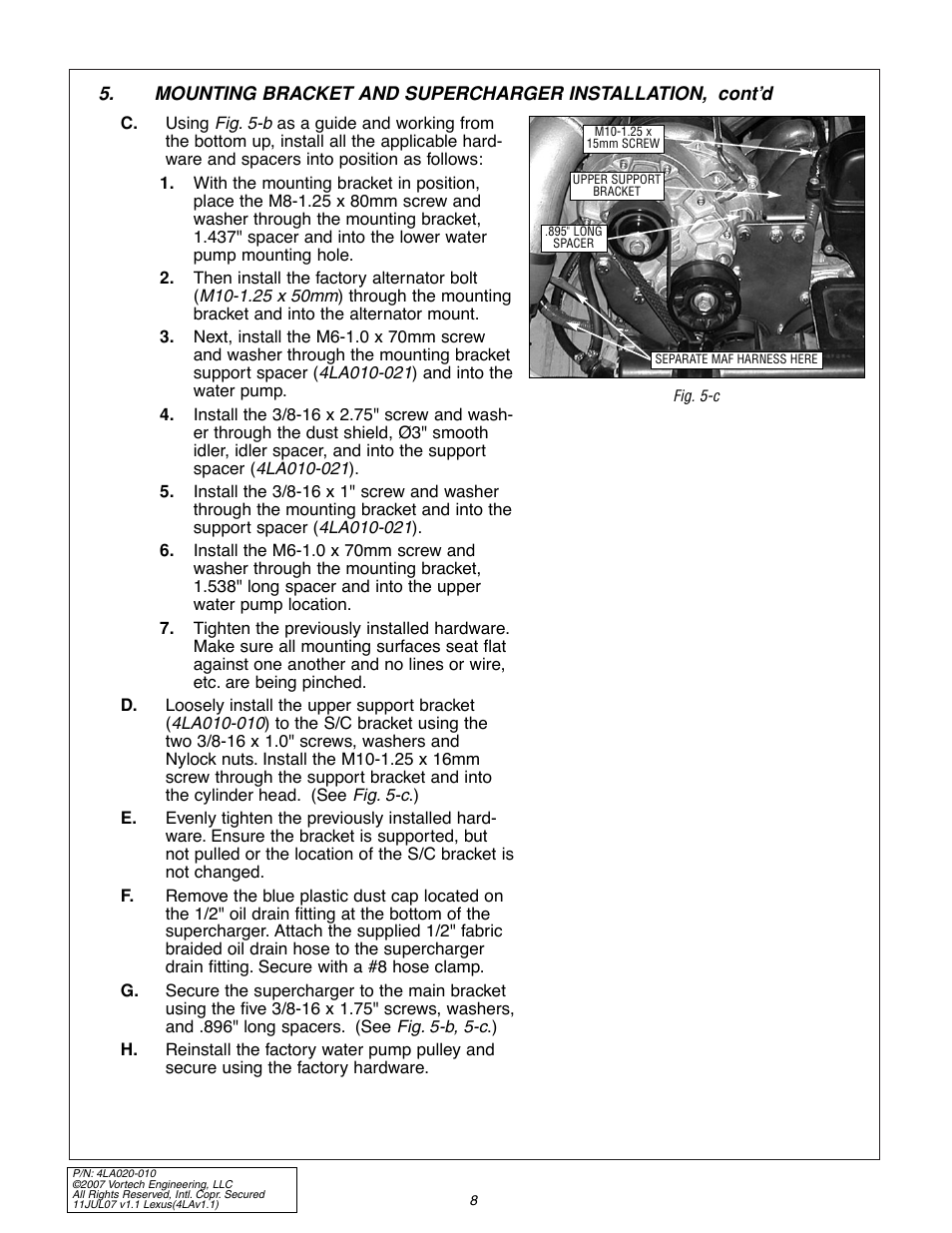 Vortech 2003-2005 Lexus 3.0L IS300 User Manual | Page 16 / 38