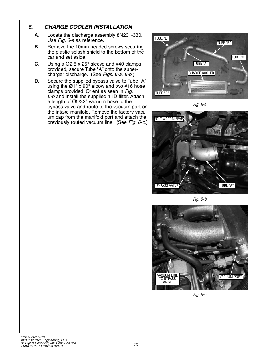 Charge cooler installation | Vortech 2003-2005 Lexus 3.0L IS300 User Manual | Page 18 / 38