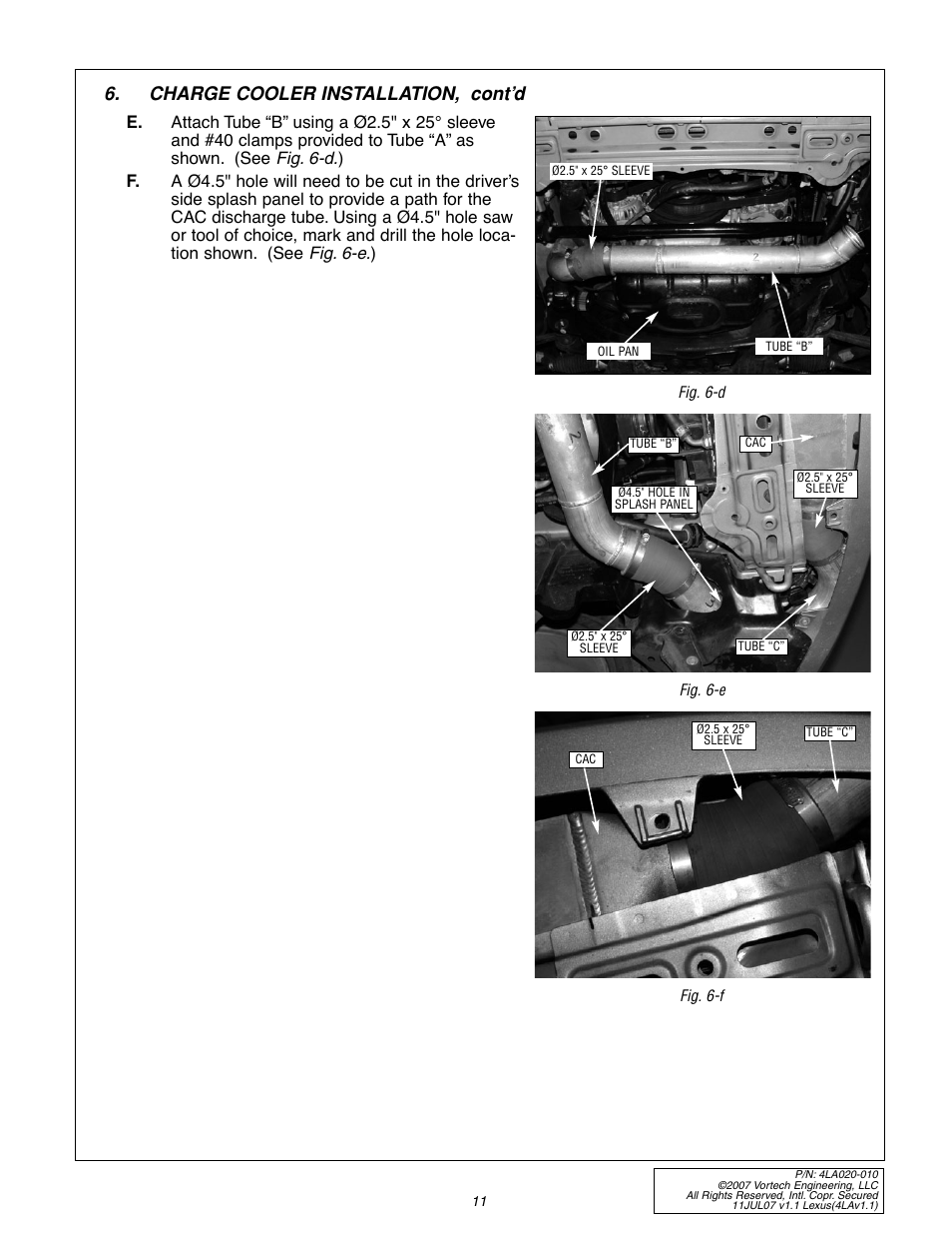 Charge cooler installation, cont’d | Vortech 2003-2005 Lexus 3.0L IS300 User Manual | Page 19 / 38