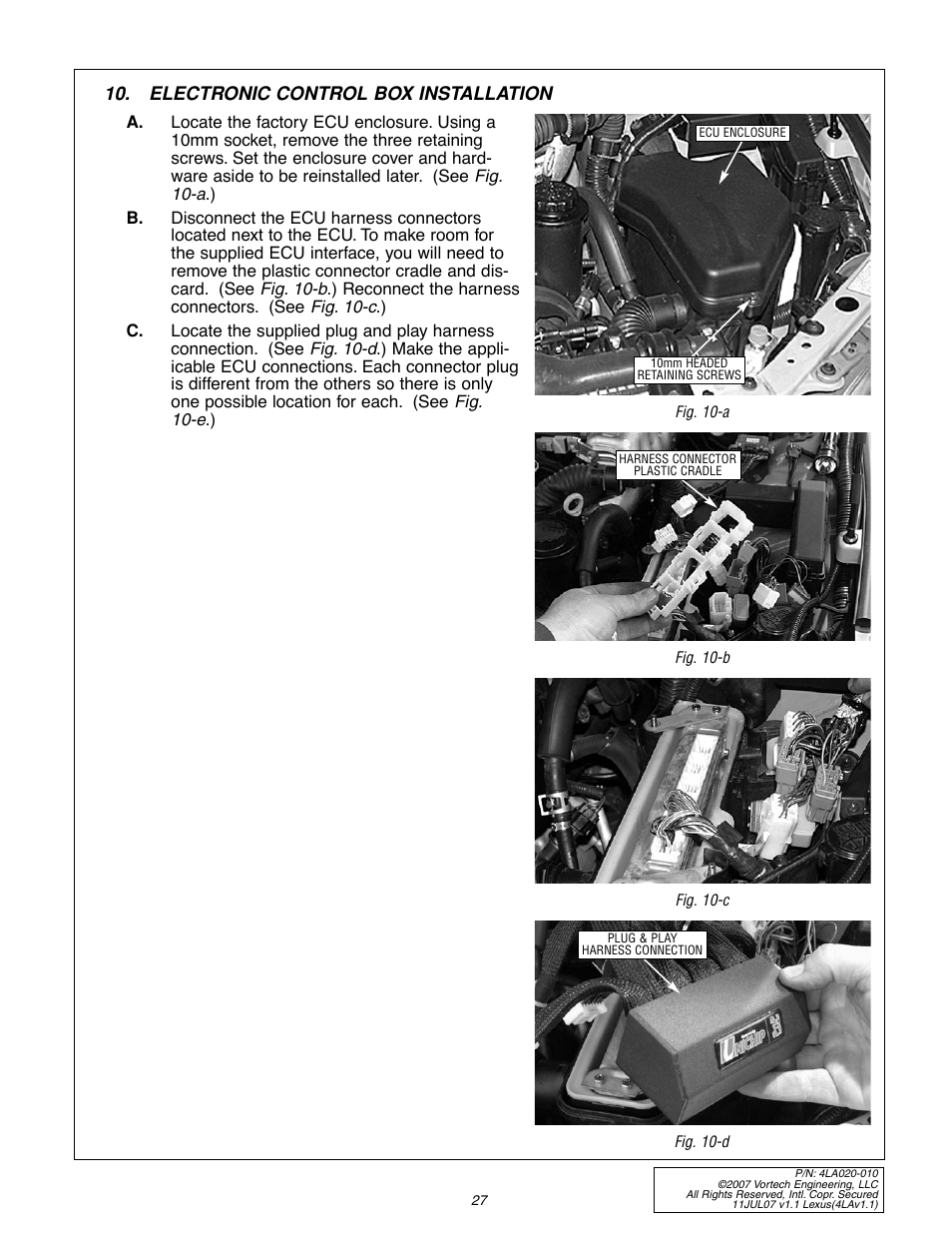 Electronic control box installation | Vortech 2003-2005 Lexus 3.0L IS300 User Manual | Page 35 / 38