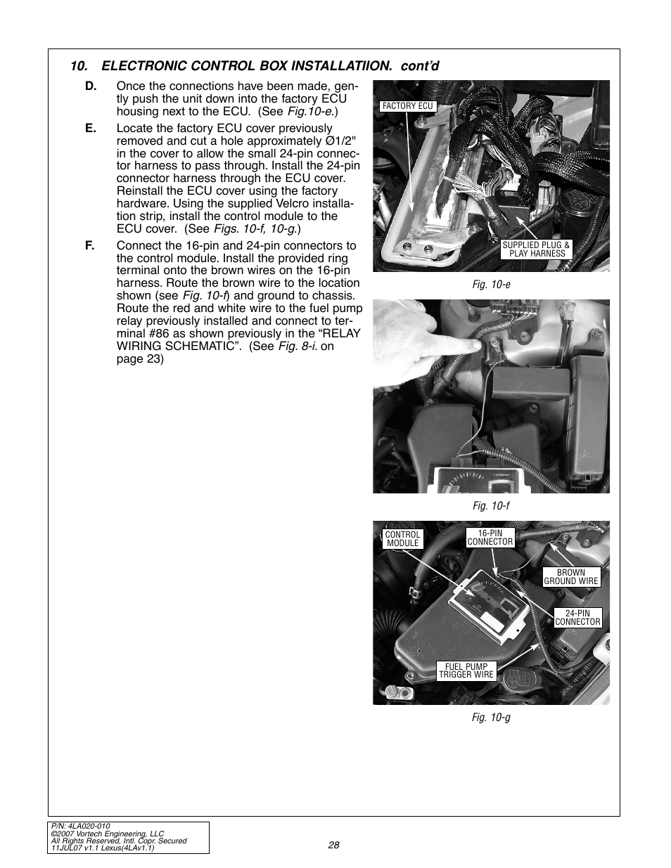 Electronic control box installatiion. cont’d | Vortech 2003-2005 Lexus 3.0L IS300 User Manual | Page 36 / 38