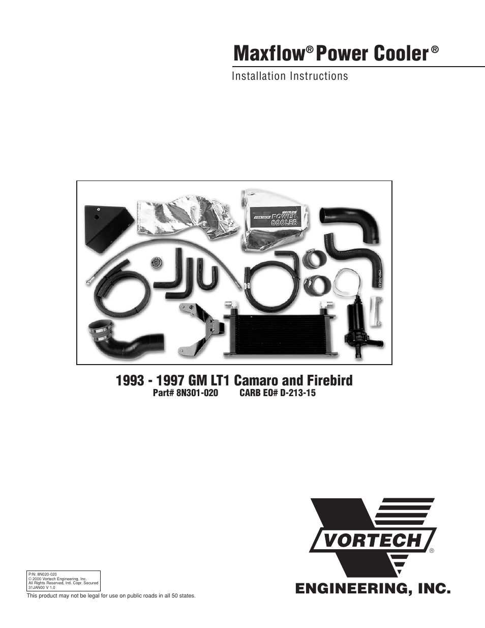 Vortech 1993-1997 5.7L LT1 F-Body User Manual | 18 pages