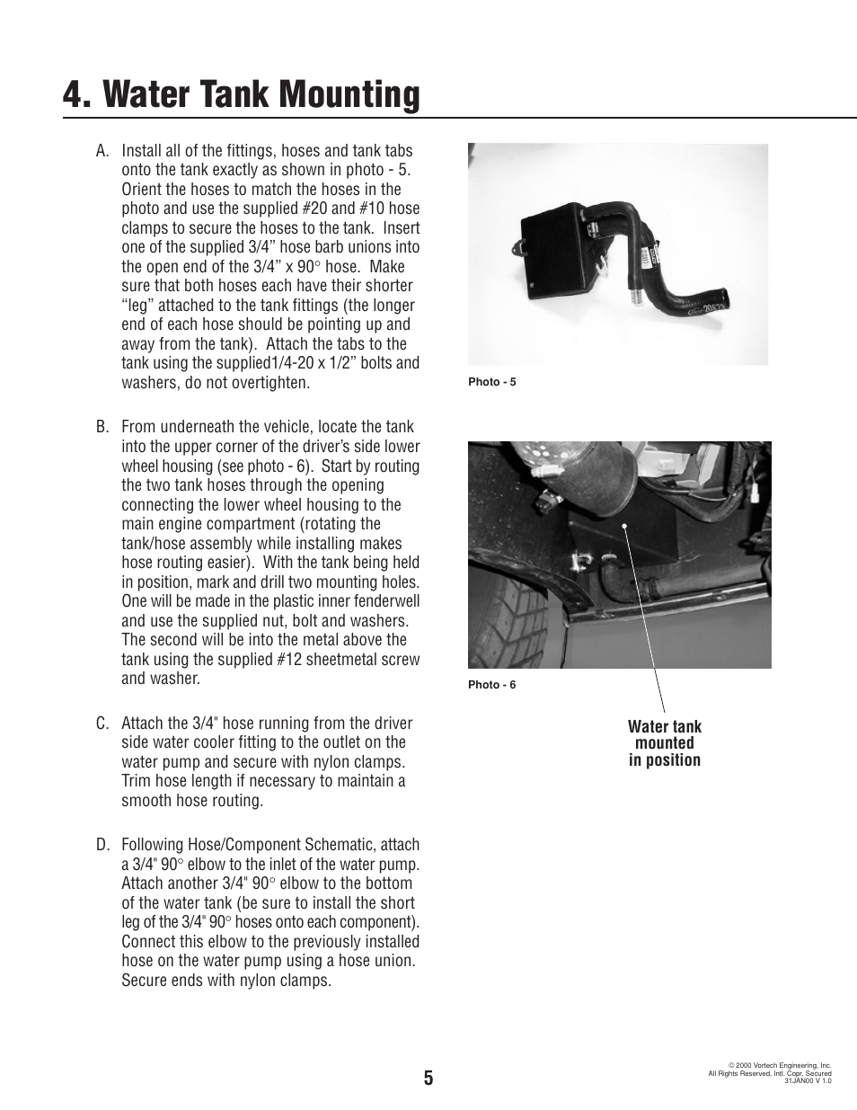 Water tank mounting | Vortech 1993-1997 5.7L LT1 F-Body User Manual | Page 10 / 18