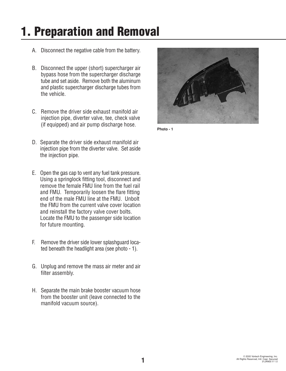 Preparation and removal | Vortech 1993-1997 5.7L LT1 F-Body User Manual | Page 6 / 18