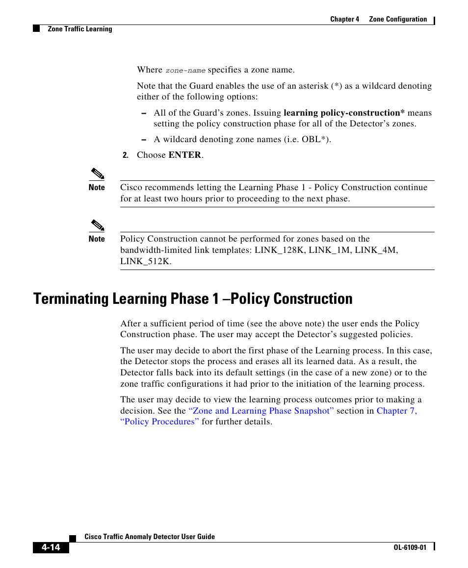 Terminating learning phase 1 -policy construction, Terminating learning phase 1 –policy construction | Cisco OL-6109-01 User Manual | Page 14 / 22