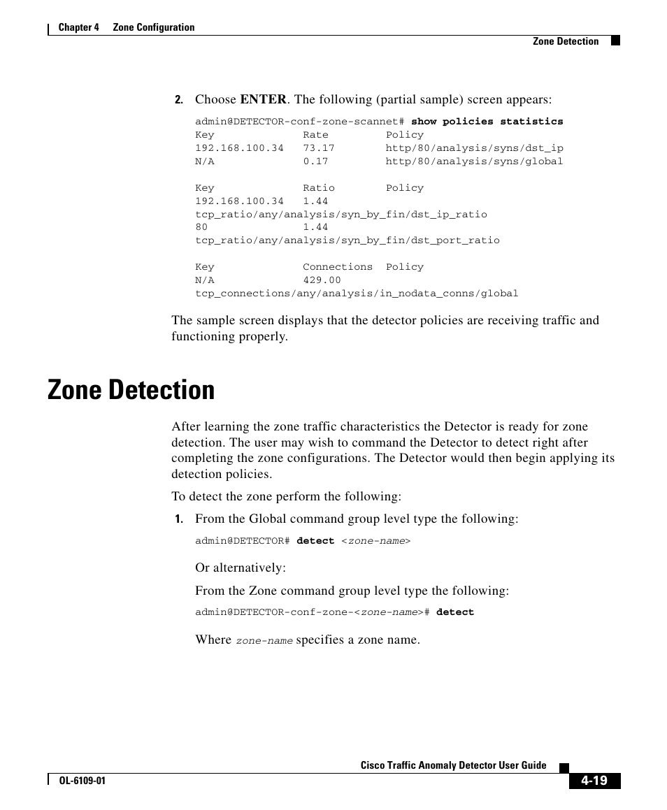 Zone detection | Cisco OL-6109-01 User Manual | Page 19 / 22
