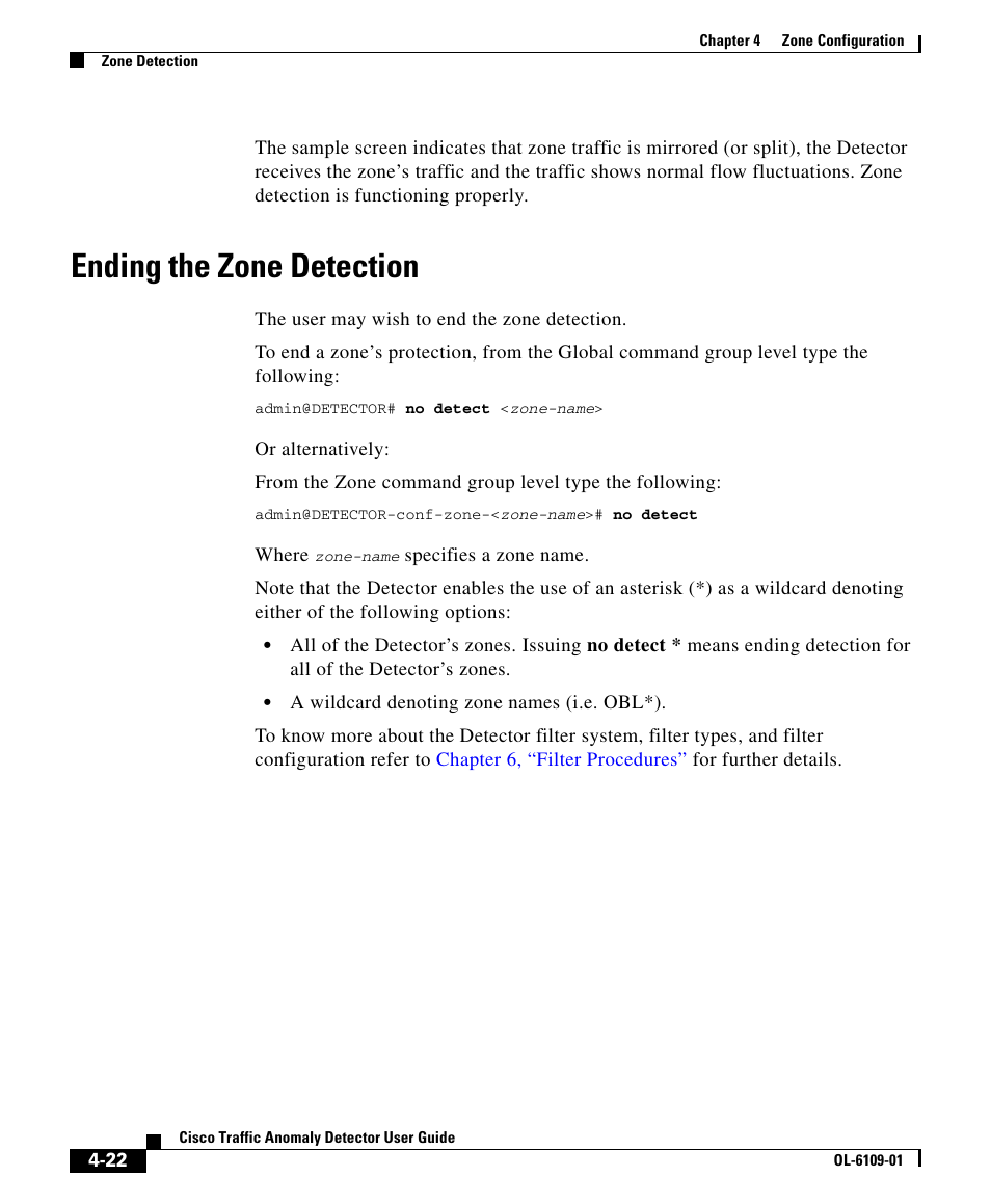 Ending the zone detection | Cisco OL-6109-01 User Manual | Page 22 / 22