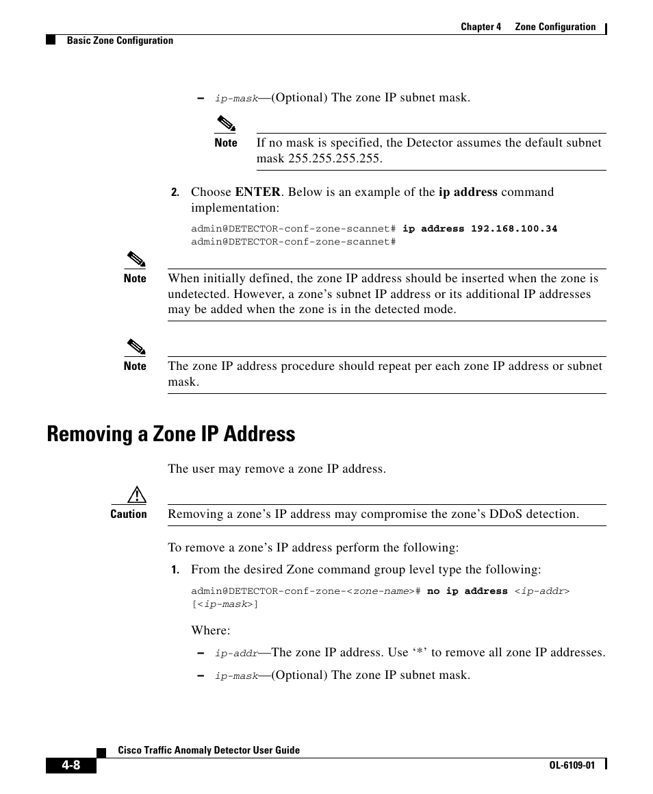 Removing a zone ip address | Cisco OL-6109-01 User Manual | Page 8 / 22