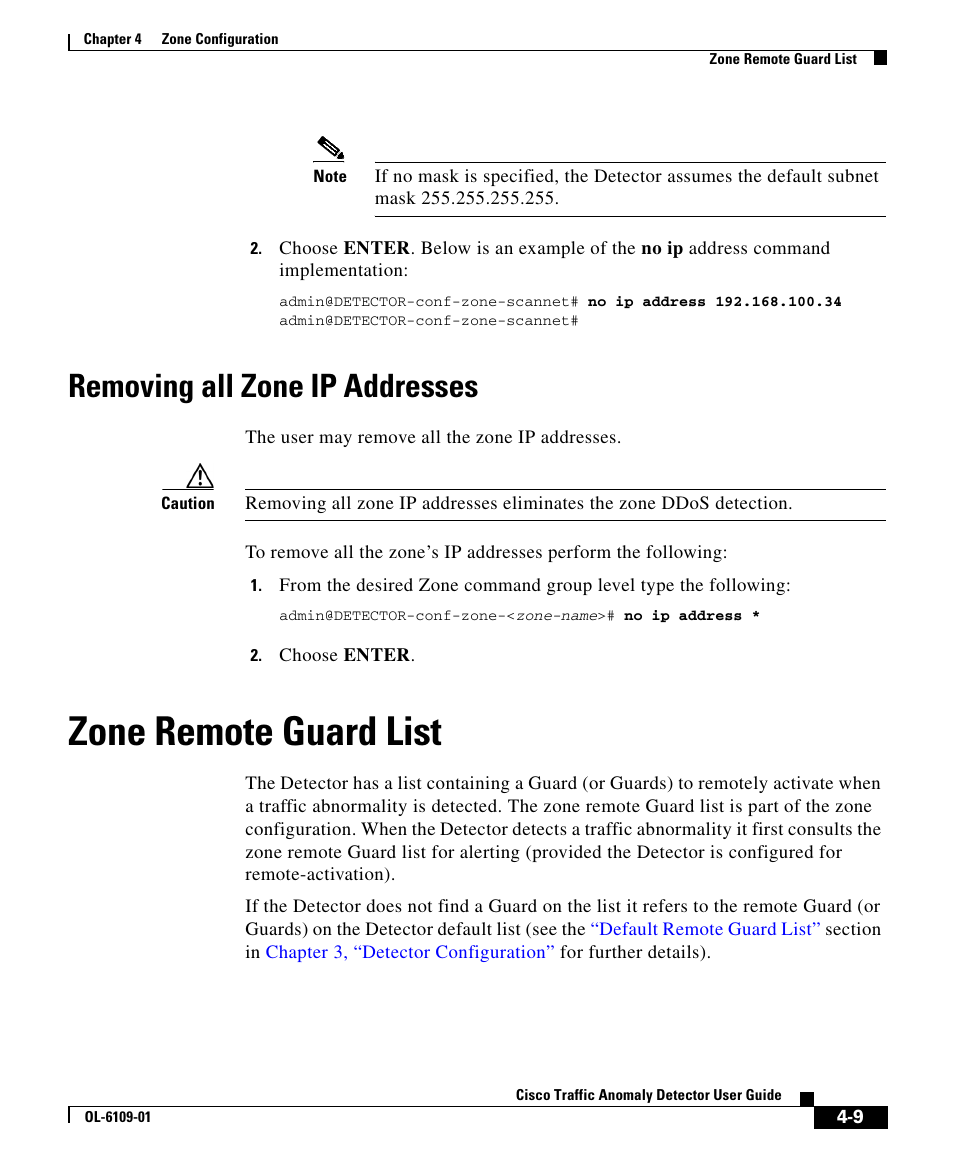 Removing all zone ip addresses, Zone remote guard list | Cisco OL-6109-01 User Manual | Page 9 / 22