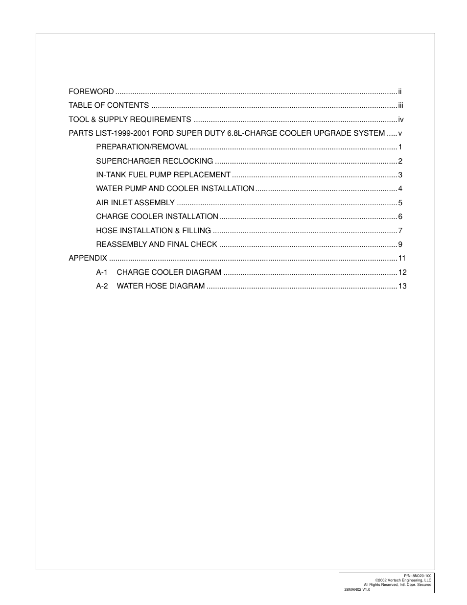 Vortech 1999-2001 Ford 6.8L Super Duty User Manual | Page 3 / 20