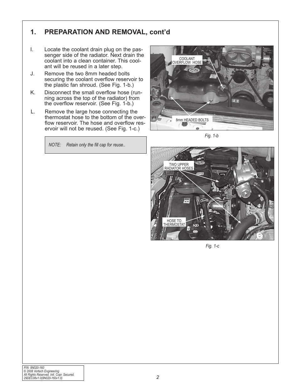 Preparation and removal, cont’d | Vortech 2005-2009 Ford 4.6L 3V Mustang GT Air-Air Cooler User Manual | Page 10 / 50