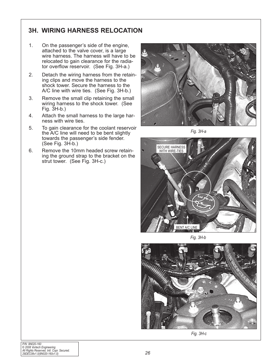 3h. wiring harness relocation | Vortech 2005-2009 Ford 4.6L 3V Mustang GT Air-Air Cooler User Manual | Page 34 / 50