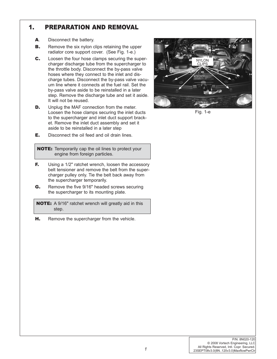 Preparation and removal | Vortech 2005-2009 Ford 4.6L 3V Mustang GT User Manual | Page 11 / 46