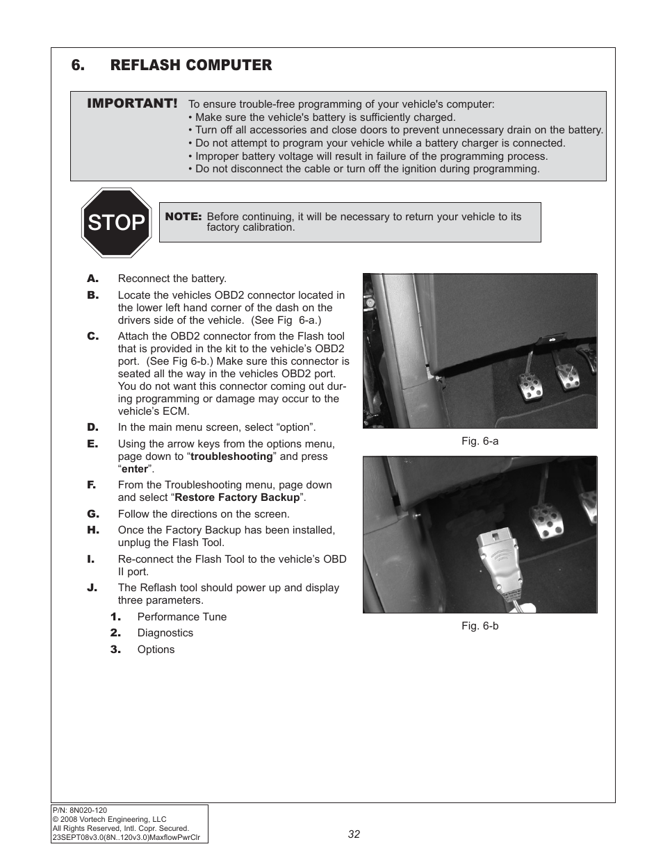Stop, Reflash computer | Vortech 2005-2009 Ford 4.6L 3V Mustang GT User Manual | Page 42 / 46