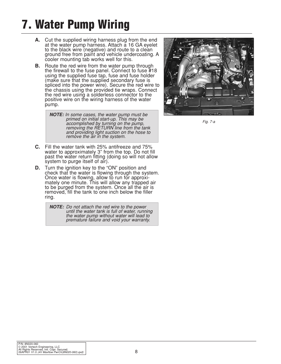 Water pump wiring | Vortech 1999 & 2001 Ford 4.6L Mustang Cobra User Manual | Page 16 / 20