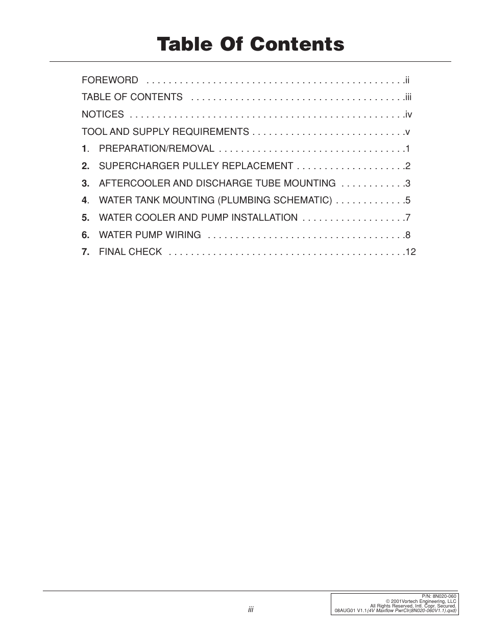 Vortech 1999 & 2001 Ford 4.6L Mustang Cobra User Manual | Page 3 / 20