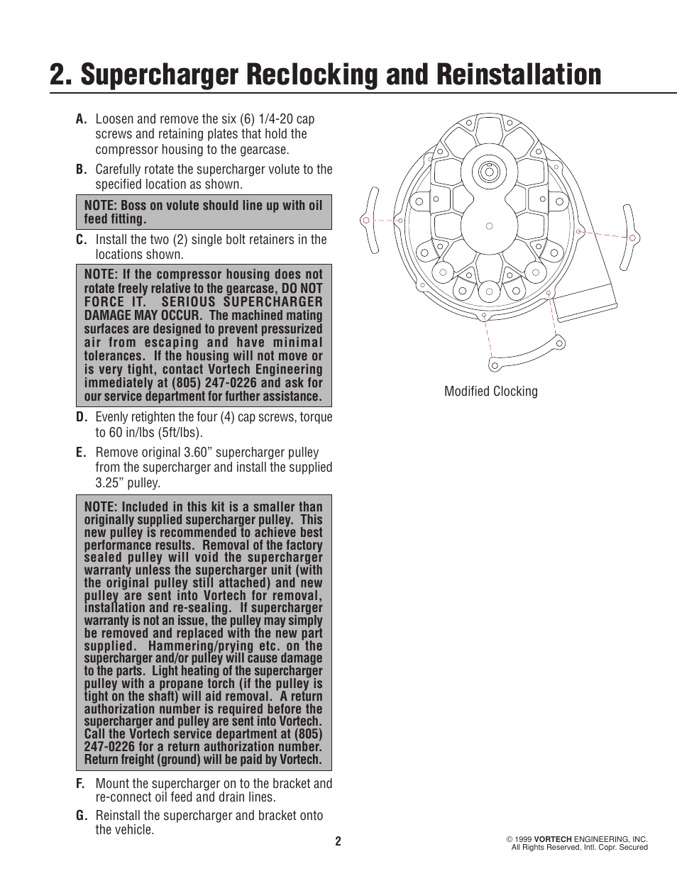 Supercharger reclocking and reinstallation | Vortech 1996-1998 Ford 4.6L Mustang Cobra User Manual | Page 7 / 14