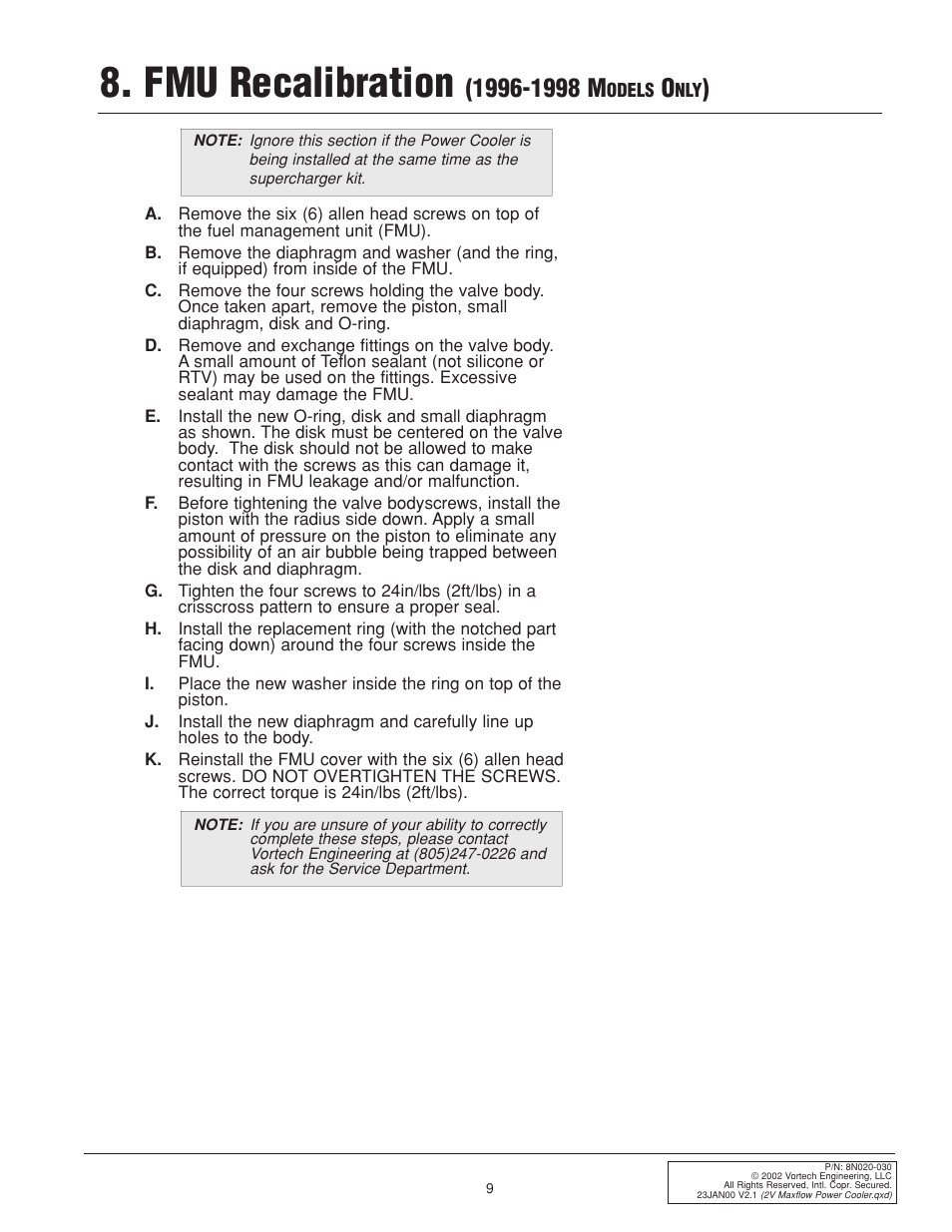Fmu recalibration | Vortech 1996-2004 Ford 4.6L Mustang GT User Manual | Page 17 / 20