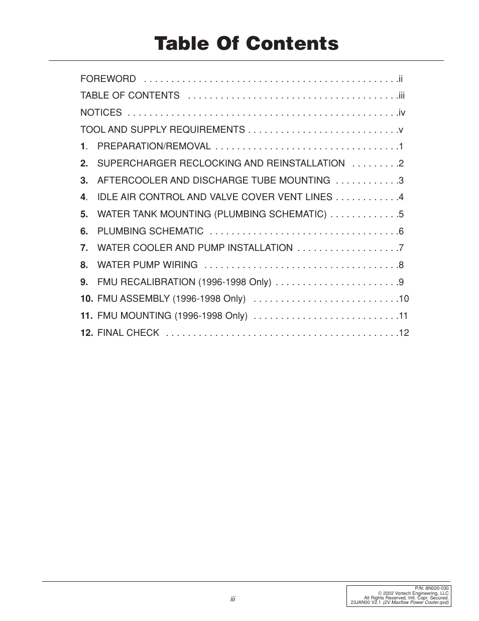 Vortech 1996-2004 Ford 4.6L Mustang GT User Manual | Page 3 / 20