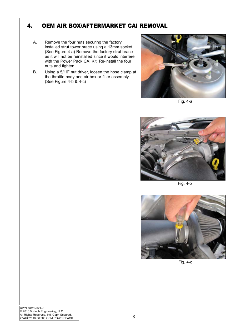 Oem air box/aftermarket cai removal | Vortech 2007-2009 FORD GT500 OEM POWER PACK UPGRADE User Manual | Page 14 / 26