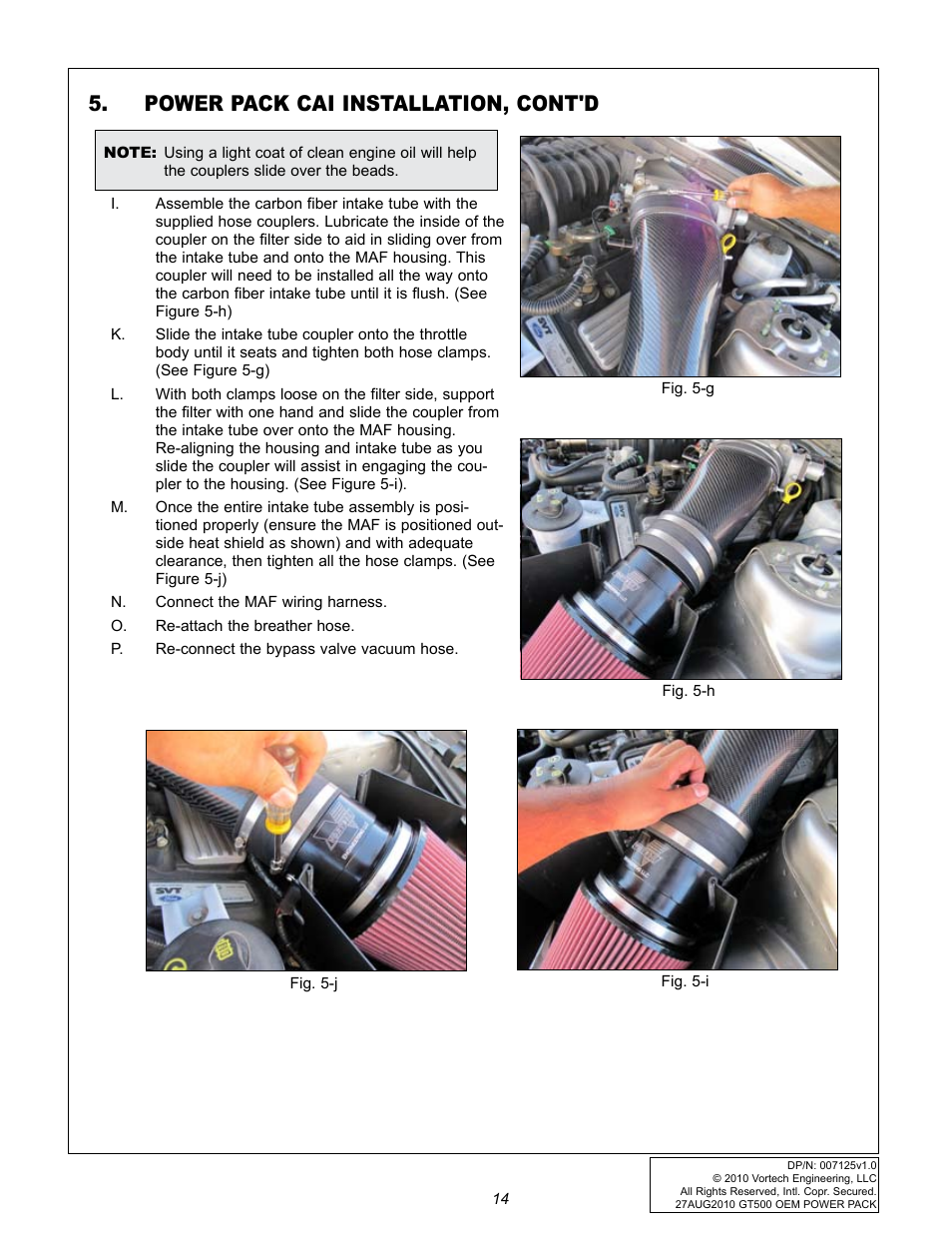 Power pack cai installation, cont'd | Vortech 2007-2009 FORD GT500 OEM POWER PACK UPGRADE User Manual | Page 19 / 26